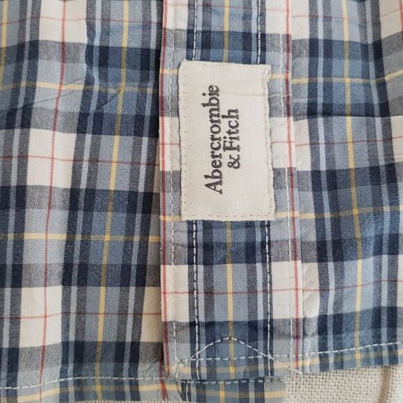 Abercrombie and Fitch Shirt Mens XL Cotton Blue White Plaid Muscle Button Down - Picture 8 of 10